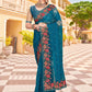 Contemporary Net Morpeach Embroidered Saree