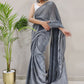 Contemporary Net Grey Fancy Work Saree