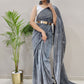 Contemporary Net Grey Fancy Work Saree