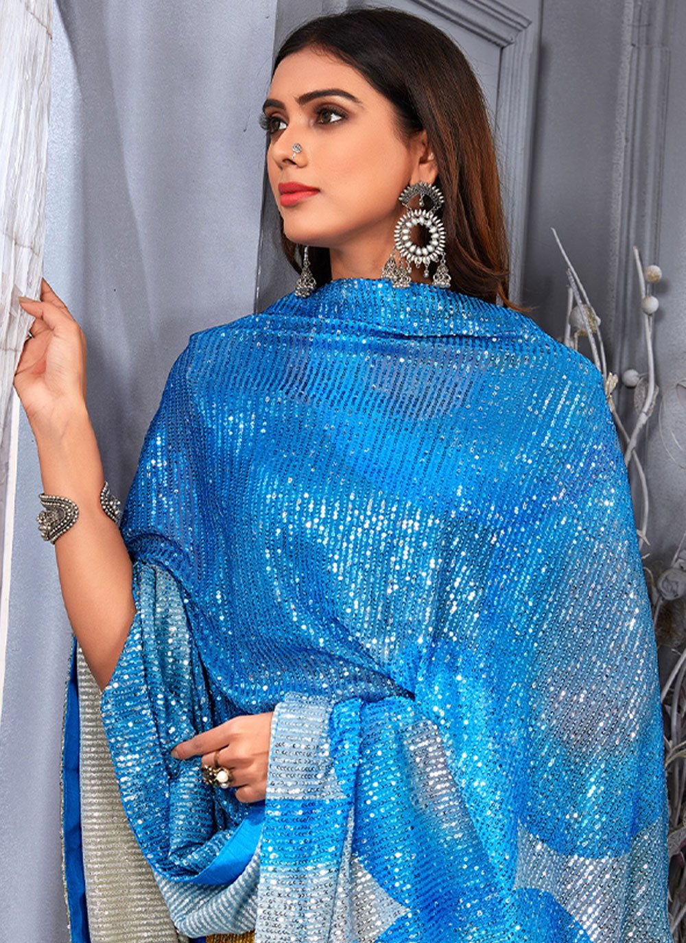 Contemporary Net Multi Colour Digital Print Saree