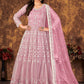 Salwar Suit Net Pink Cord Work Salwar Kameez