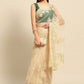 Contemporary Net Cream Embroidered Saree