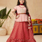 Lehenga Choli Net Peach Embroidered Kids