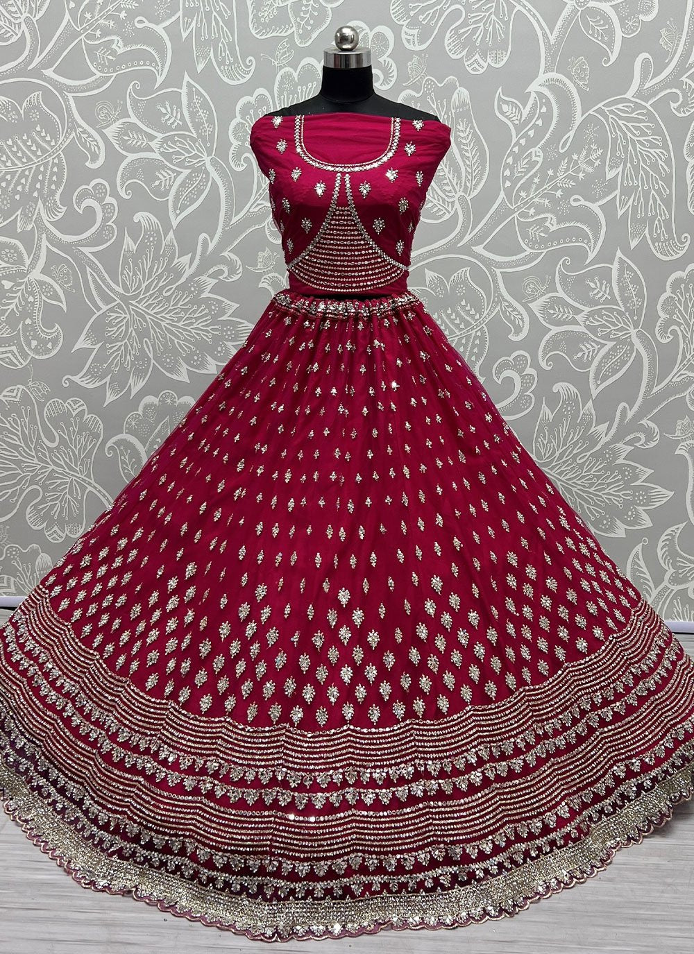 A Line Lehenga Net Rani Diamond Lehenga Choli