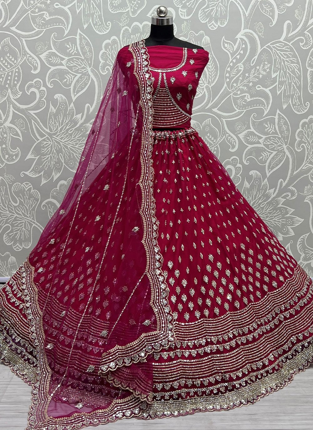 A Line Lehenga Net Rani Diamond Lehenga Choli