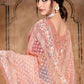 Contemporary Net Peach Diamond Saree