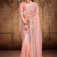 Contemporary Net Peach Diamond Saree