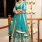 Lehenga Choli Net Turquoise Diamond Lehenga Choli