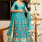 Lehenga Choli Net Turquoise Diamond Lehenga Choli