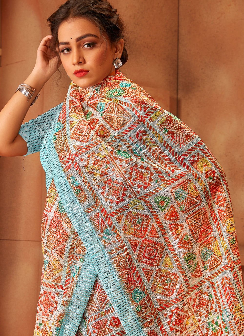 Classic Net Multi Colour Digital Print Saree