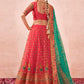 A Line Lehenga Net Pink Embroidered Lehenga Choli