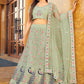 A Line Lehenga Net Sea Green Diamond Lehenga Choli