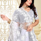 Classic Net White Embroidered Saree