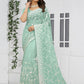 Classic Net Green Embroidered Saree