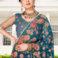Contemporary Net Morpeach Embroidered Saree