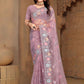Contemporary Net Lavender Cord Work Saree