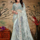 Contemporary Net Grey Cord Work Saree