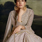 Salwar Suit Net Grey Embroidered Salwar Kameez