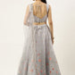 Lehenga Choli Net Grey Embroidered Lehenga Choli