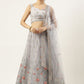 Lehenga Choli Net Grey Embroidered Lehenga Choli