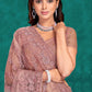 Classic Net Mauve Embroidered Saree