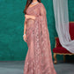 Classic Net Mauve Embroidered Saree