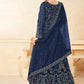 Anarkali Suit Net Blue Embroidered Salwar Kameez