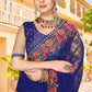 Classic Net Blue Embroidered Saree