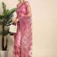 Contemporary Net Pink Embroidered Saree