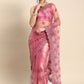 Contemporary Net Pink Embroidered Saree