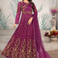 Anarkali Suit Net Purple Embroidered Salwar Kameez