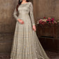 Floor Lenght Salwar Suit Net Silver Embroidered Salwar Kameez