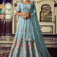 A Line Lehenga Net Aqua Blue Sequins Lehenga Choli