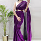 Classic Net Purple Fancy Work Saree