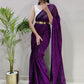 Classic Net Purple Fancy Work Saree