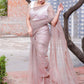 Contemporary Net Peach Fancy Work Saree