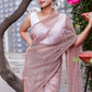 Contemporary Net Peach Fancy Work Saree