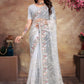 Classic Net White Cord Work Saree