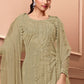 Pakistani Salwar Suit Net Green Embroidered Salwar Kameez