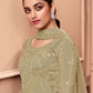 Pakistani Salwar Suit Net Green Embroidered Salwar Kameez