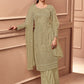 Pakistani Salwar Suit Net Green Embroidered Salwar Kameez