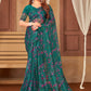 Classic Net Teal Digital Print Saree