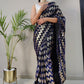 Trendy Saree Net Blue Foil Print Saree
