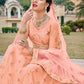 A Line Lehenga Net Satin Silk Peach Diamond Lehenga Choli