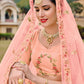 A Line Lehenga Net Satin Silk Peach Diamond Lehenga Choli