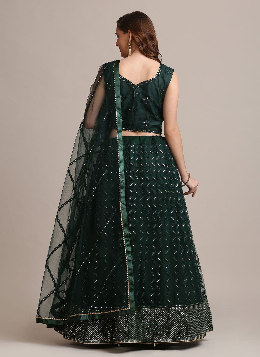 A Line Lehenga Net Green Fancy Work Lehenga Choli