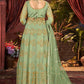 Floor Lenght Salwar Suit Net Green Embroidered Salwar Kameez