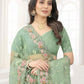 Classic Net Green Embroidered Saree