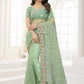 Classic Net Green Embroidered Saree