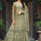 Salwar Suit Net Green Embroidered Salwar Kameez